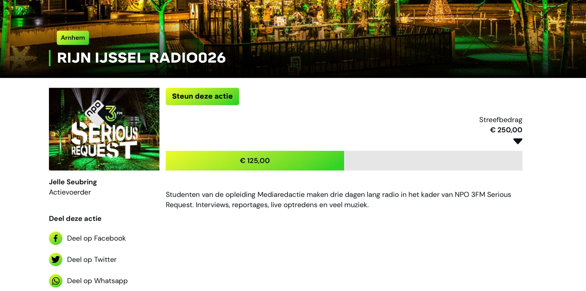 Helft van het streefbedrag binnen