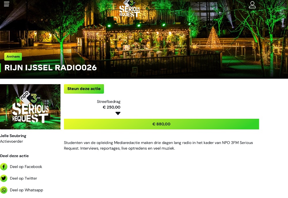 Dit is het eindbedrag na 3 dagen radiomaken!